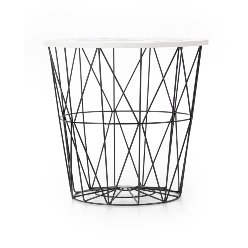 Soffbord HARISSA 41x42 cm svart/vit marmordekor