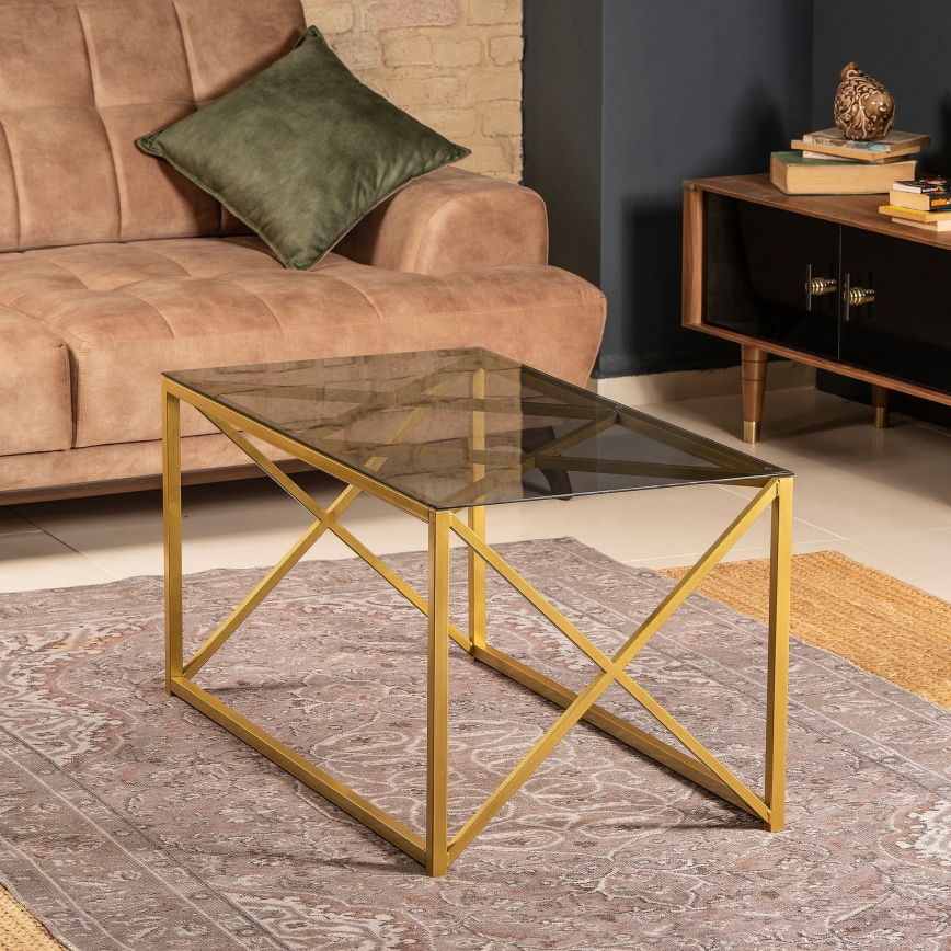 Soffbord ILIOMAR 46,6x94 cm guld/svart