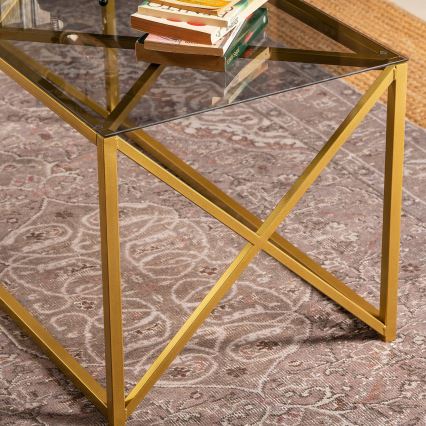 Soffbord ILIOMAR 46,6x94 cm guld/svart