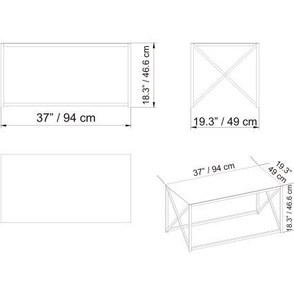 Soffbord ILIOMAR 46,6x94 cm svart