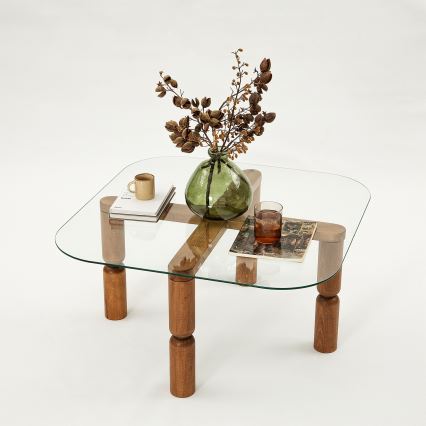 Soffbord KEI 40x80 cm brun/genomskinlig