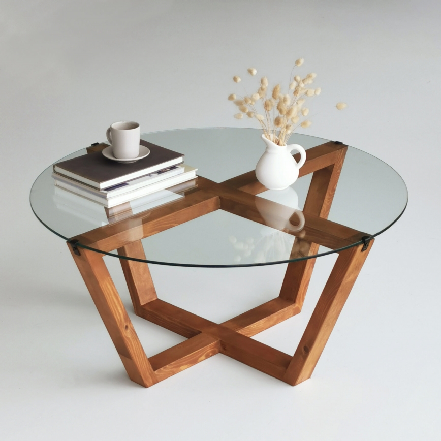 Soffbord LOTUS 35x75 cm brun/genomskinlig