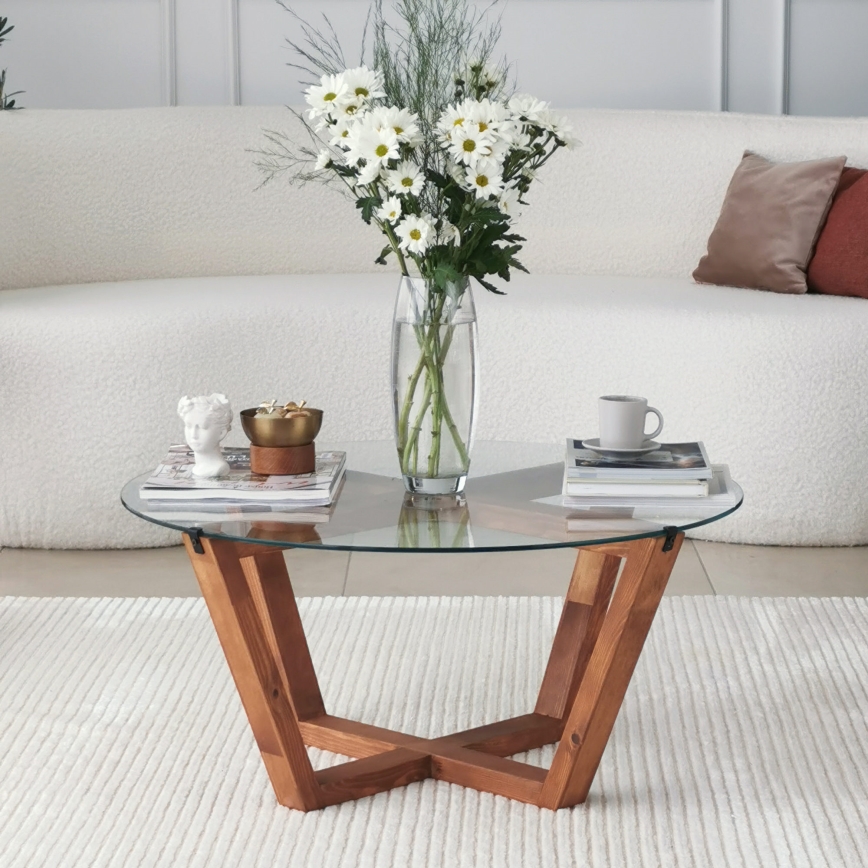 Soffbord LOTUS 35x75 cm brun/genomskinlig