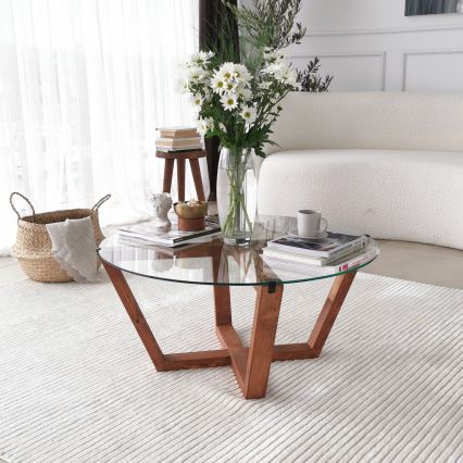 Soffbord LOTUS 35x75 cm brun/genomskinlig