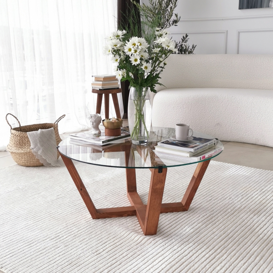 Soffbord LOTUS 35x75 cm brun/genomskinlig