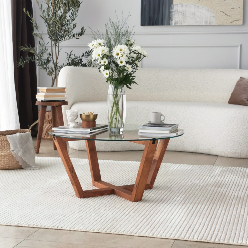 Soffbord LOTUS 35x75 cm brun/genomskinlig