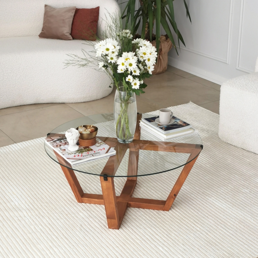 Soffbord LOTUS 35x75 cm brun/genomskinlig