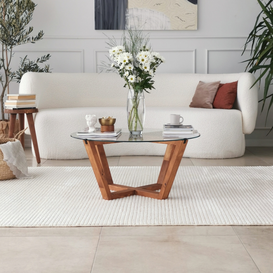 Soffbord LOTUS 35x75 cm brun/genomskinlig