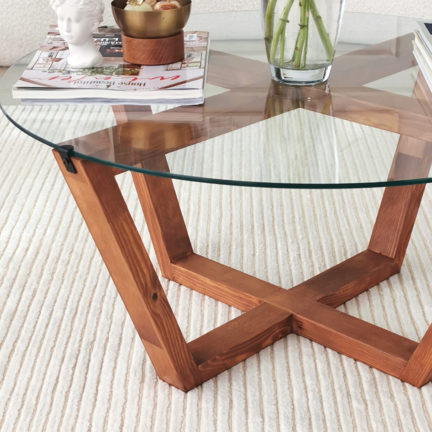 Soffbord LOTUS 35x75 cm brun/genomskinlig