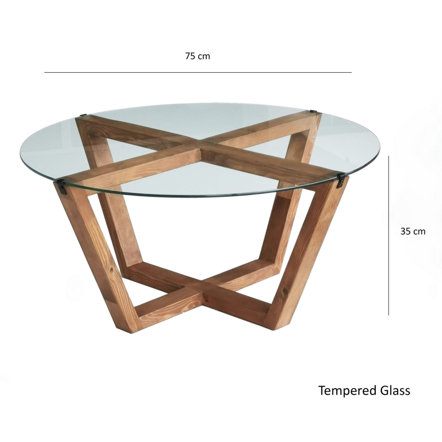 Soffbord LOTUS 35x75 cm brun/genomskinlig