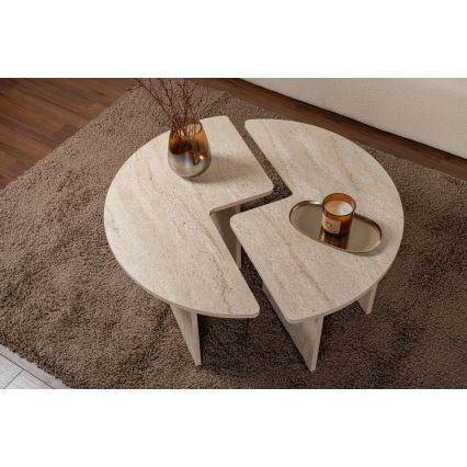 Soffbord LUVIA med beige marmordekor