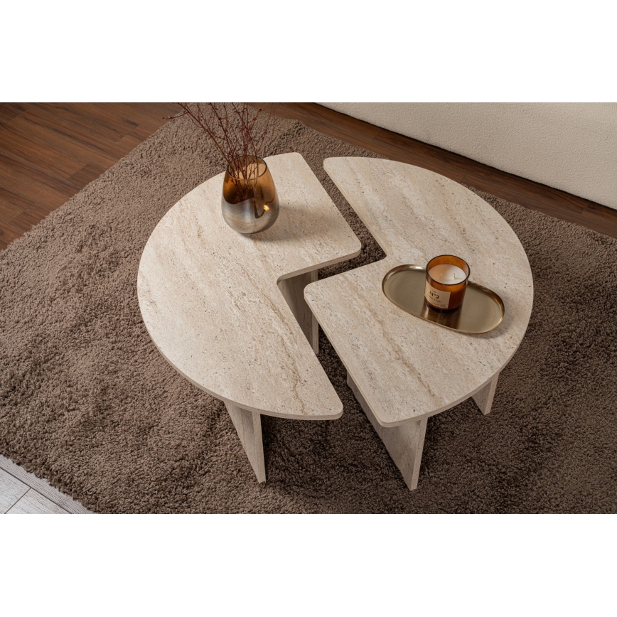 Soffbord LUVIA med beige marmordekor