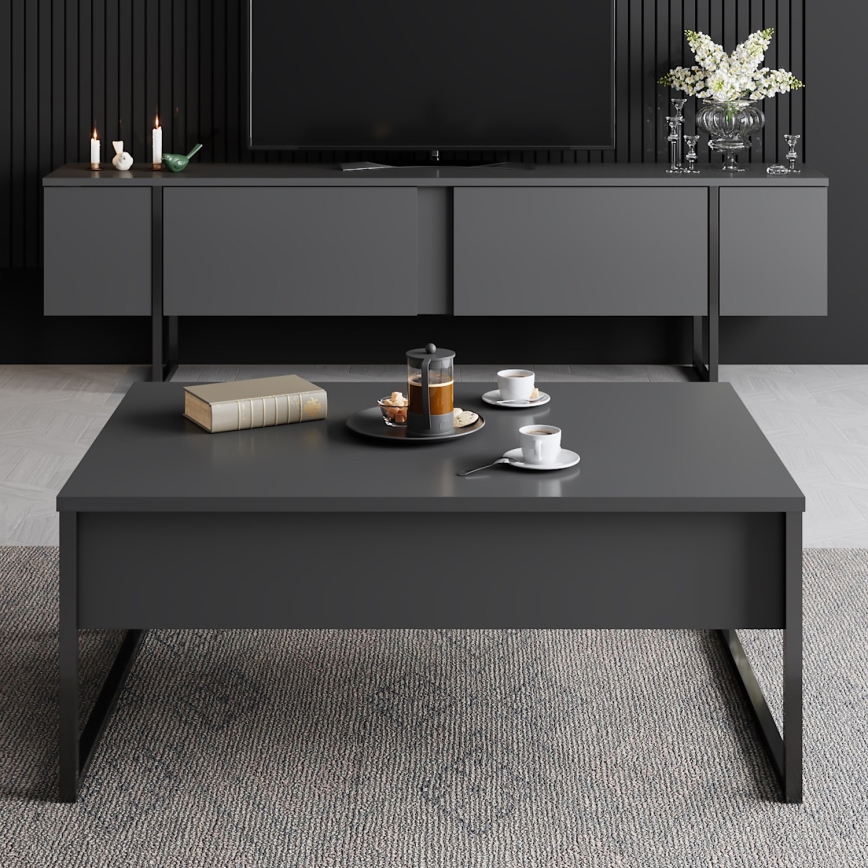 Soffbord LUXE 40x90 cm antracit/svart