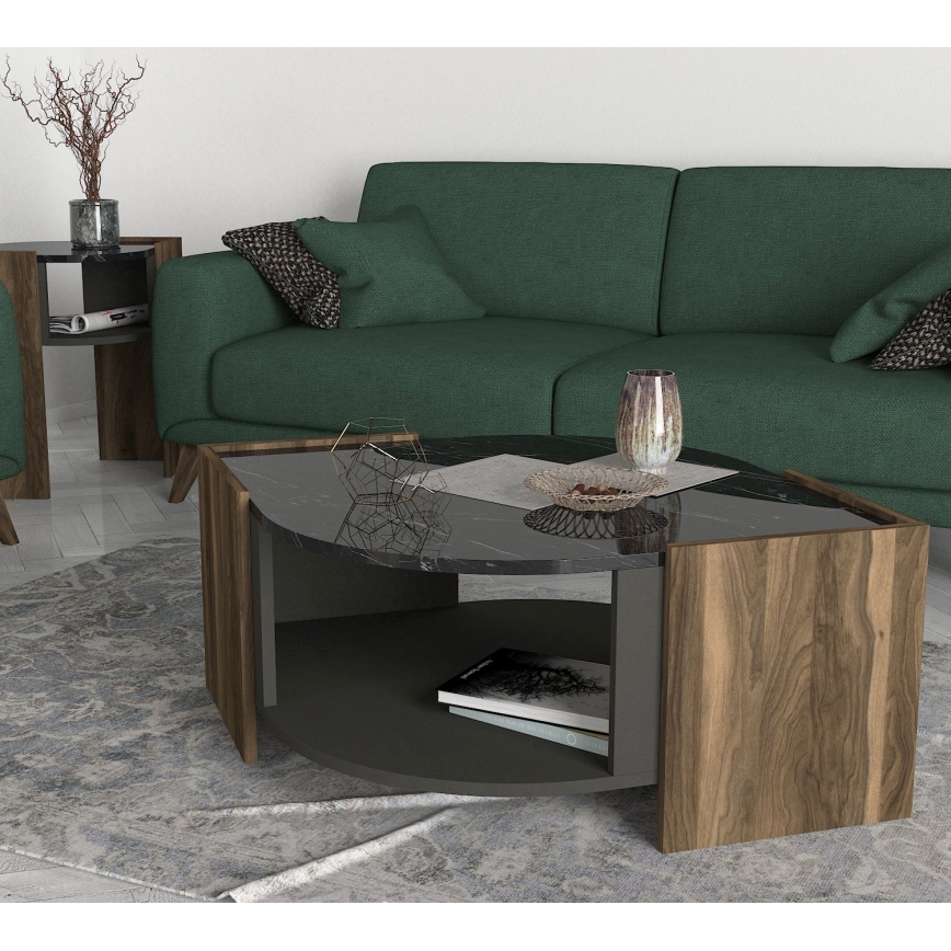 Soffbord MARBEL 40x75 cm brun/svart