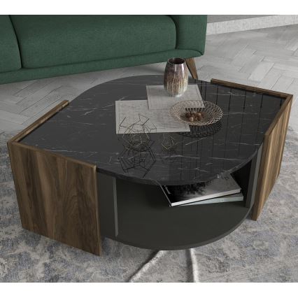 Soffbord MARBEL 40x75 cm brun/svart