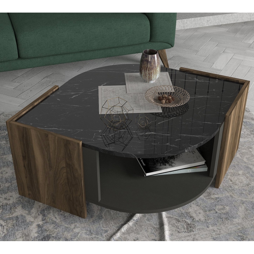 Soffbord MARBEL 40x75 cm brun/svart