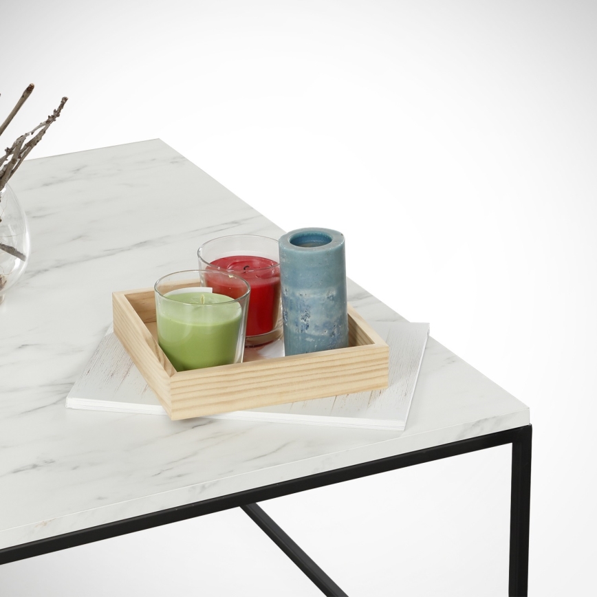 Soffbord MARMO 43x75 cm svart/vit