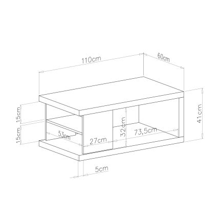 Soffbord med hylla och förvaring LORA artisan-ek/svart