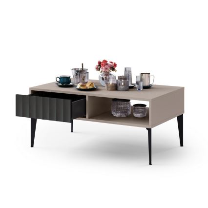 Soffbord med låda RONJA taupe/svart