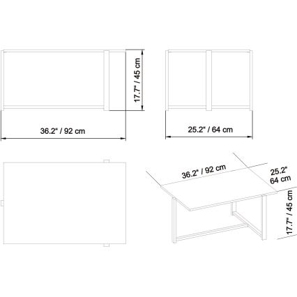 Soffbord MERIDETHS 45x92 cm guld/vit