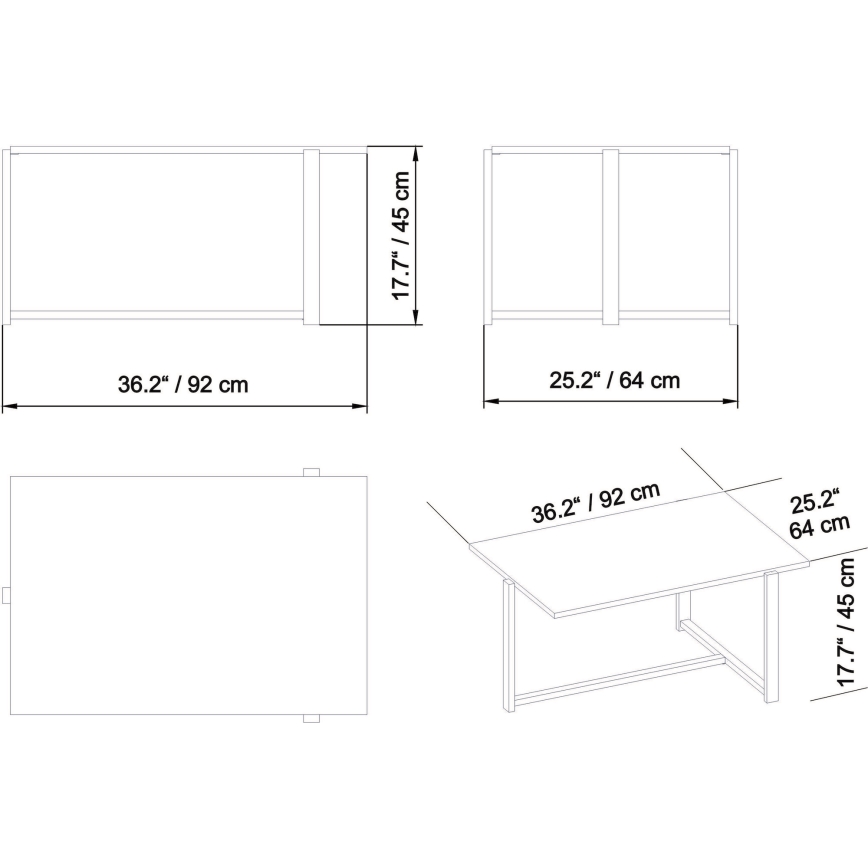 Soffbord MERIDETHS 45x92 cm guld/vit