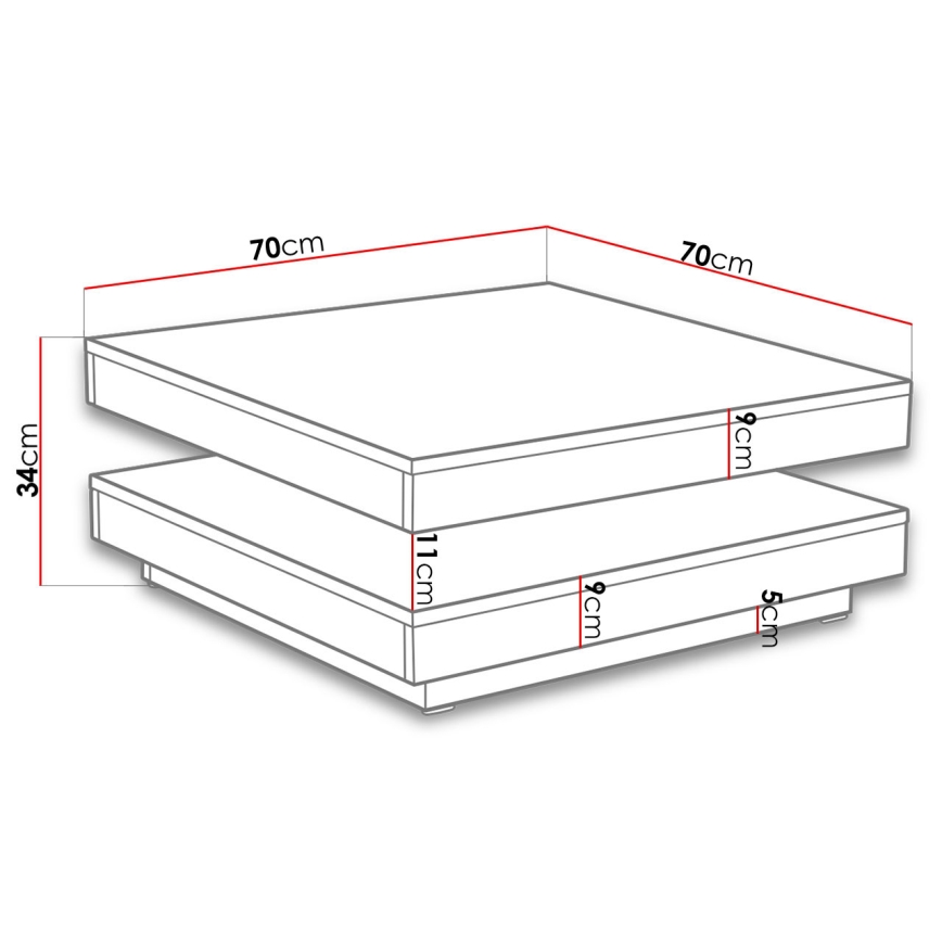 Soffbord NENANI 34x70 cm vit/ek wotan