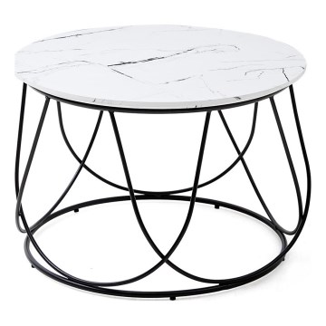 Soffbord NUBIRA 41x60 cm svart/marmordekor