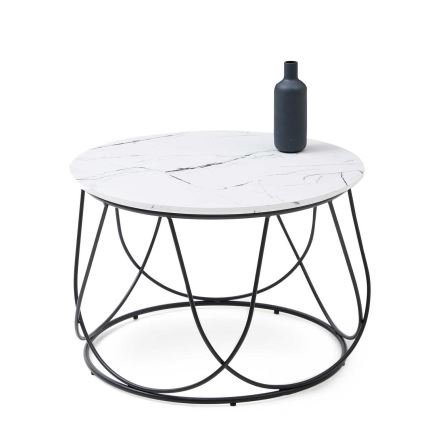 Soffbord NUBIRA 41x60 cm svart/marmordekor