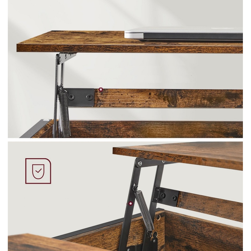 Soffbord NYRO med lyftbar bordsskiva, brun/svart
