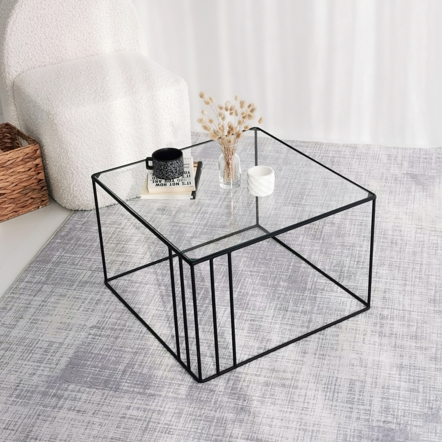 Soffbord OUTLINE 36x55 cm svart/genomskinligt