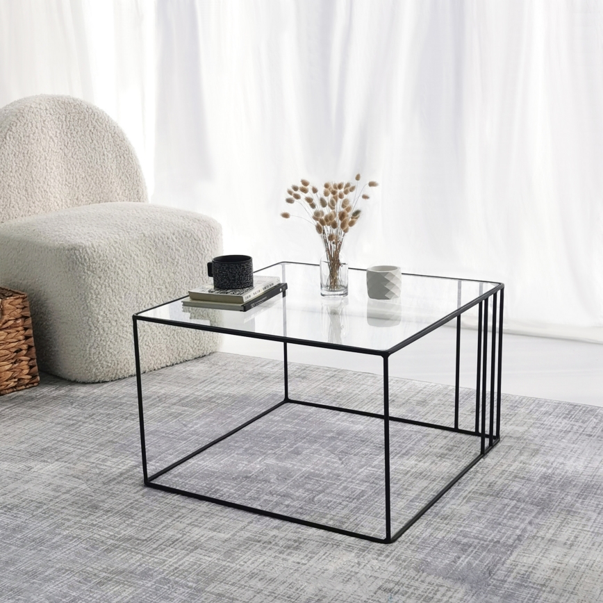 Soffbord OUTLINE 36x55 cm svart/genomskinligt
