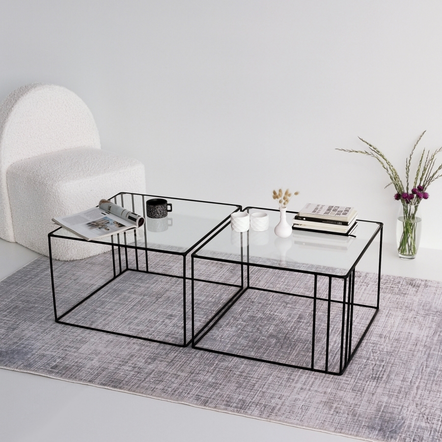 Soffbord OUTLINE 36x55 cm svart/genomskinligt