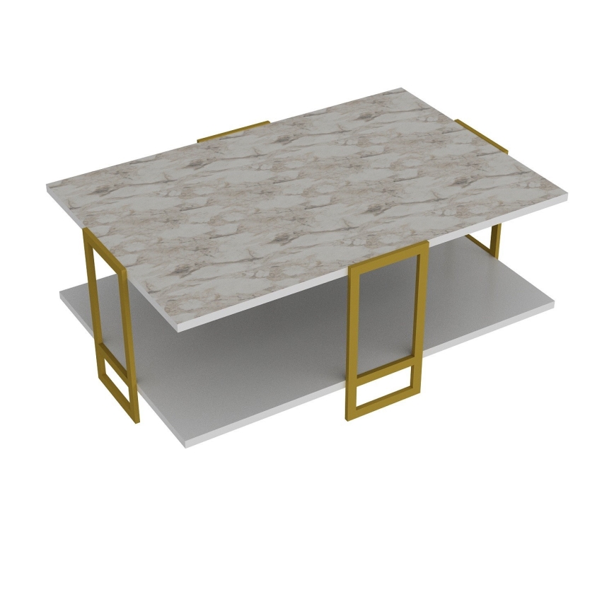 Soffbord POLKA 36,6x91,5 cm guld/vit