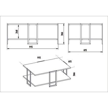 Soffbord POLKA 36,6x91,5 cm guld/vit
