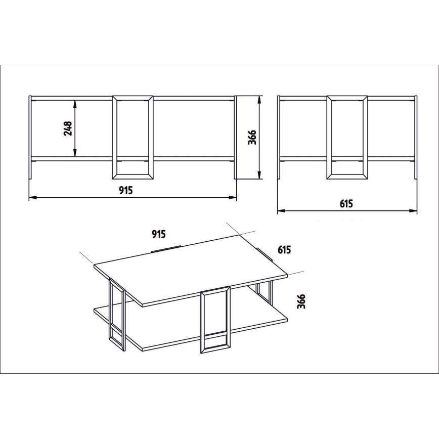 Soffbord POLKA 36,6x91,5 cm guld/vit