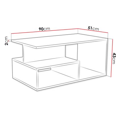 Soffbord PRIMA 43x90 cm vit