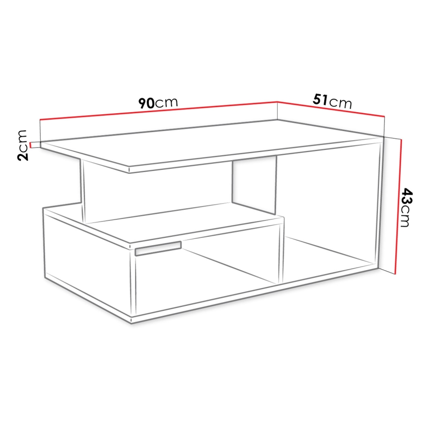 Soffbord PRIMA 43x90 cm vit