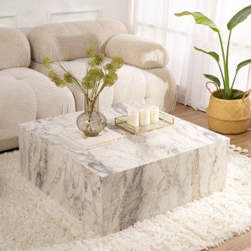 Soffbord PRIZMA 35x90 cm med marmordekor