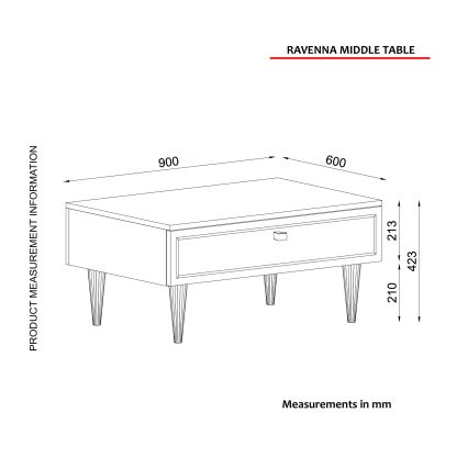Soffbord RAVENNA 60x90 cm vit