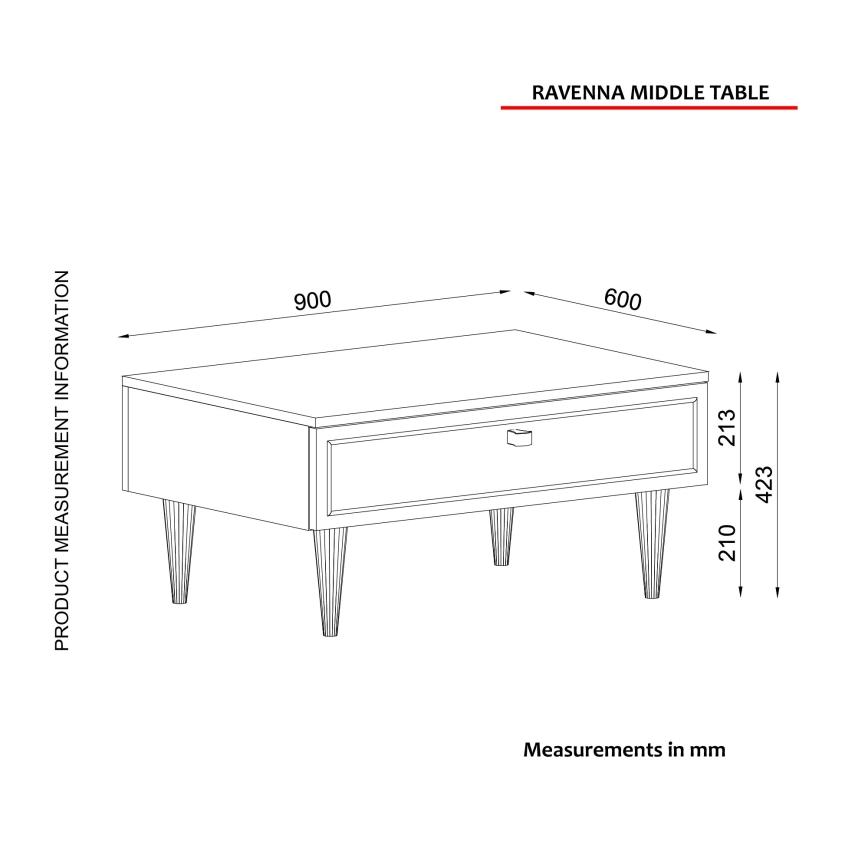Soffbord RAVENNA 60x90 cm vit