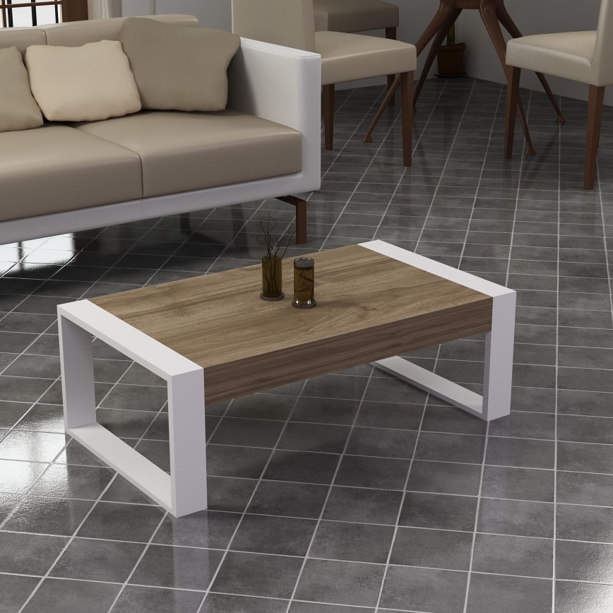 Soffbord RETRO 40x90 cm vit/brun