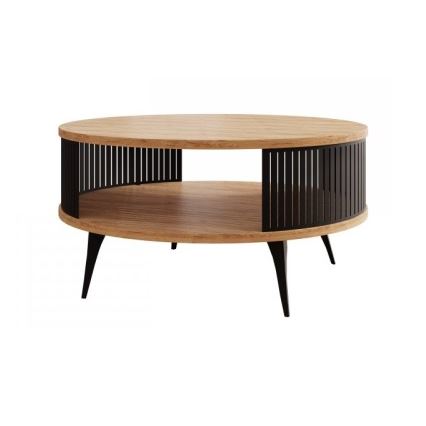 Soffbord ROENNI 44x75 cm svart/gyllene ek
