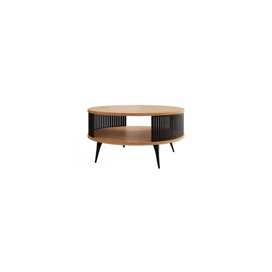 Soffbord ROENNI 44x75 cm svart/gyllene ek