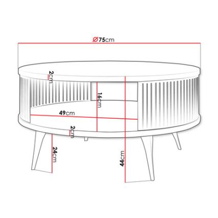 Soffbord ROENNI 44x75 cm svart/gyllene ek