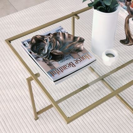 Soffbord SOL 35x94 cm guld/genomskinlig