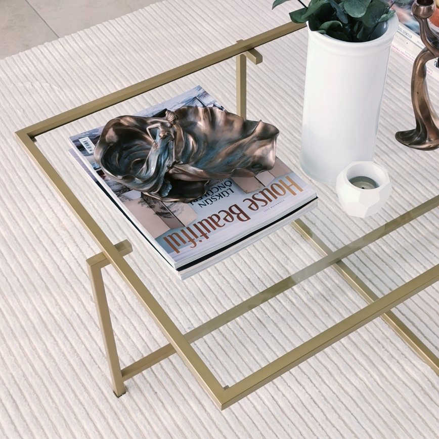 Soffbord SOL 35x94 cm guld/genomskinlig
