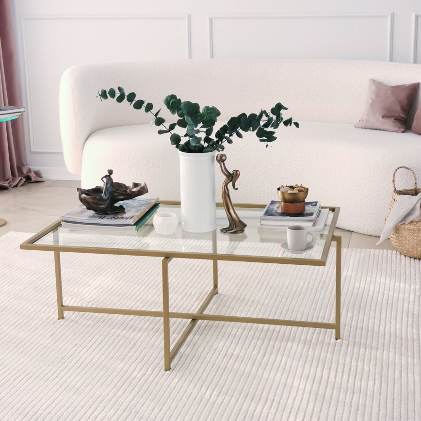 Soffbord SOL 35x94 cm guld/genomskinlig
