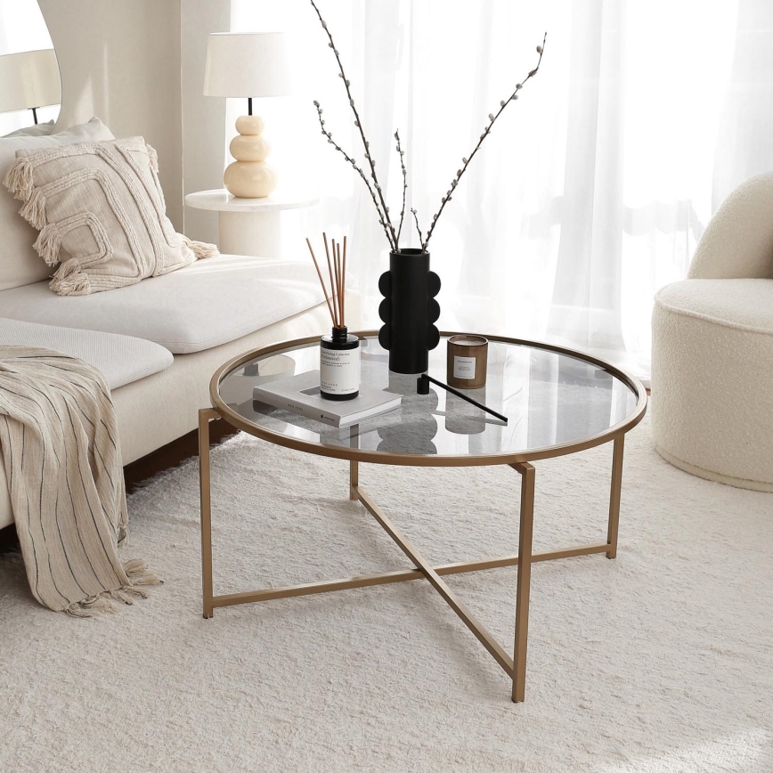 Soffbord SOL 40x83 cm guld/genomskinlig