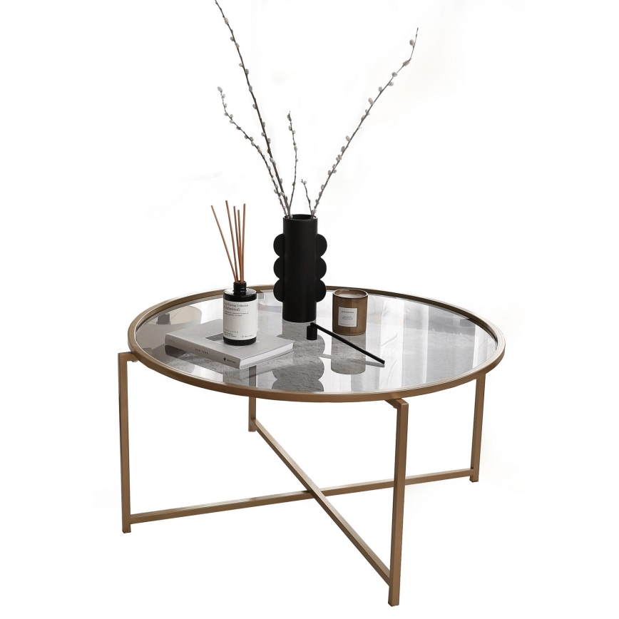 Soffbord SOL 40x83 cm guld/genomskinlig