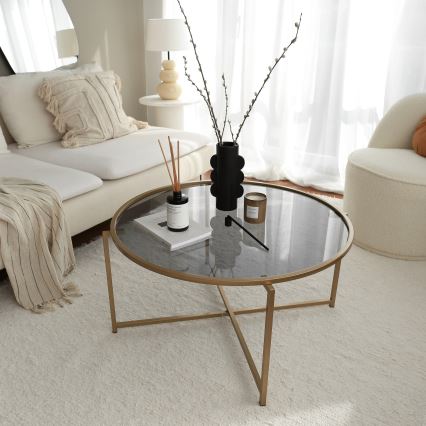 Soffbord SOL 40x83 cm guld/genomskinlig